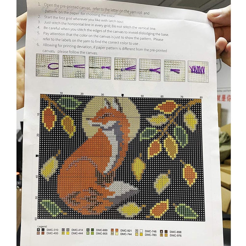 PakyKai Latch Hook Kits for Adults,Color Printed Fox DIY Hook Rug Carpet Needlework Tapestry Kits for Home Decors Festival Gift,52x38cm - Image 4